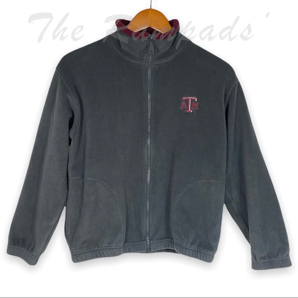 Texas A&M Gray Know Wear Zip-up Soft Jacket with Burgundy Collar Size Ki…